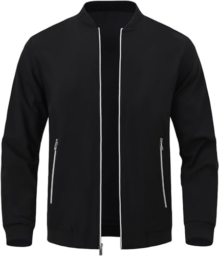 QPNGRP Men's Bright Zipper Windbreaker Softshell Lightweight Jacket2