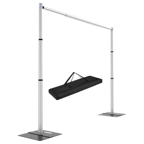 Hecis Pipe and Drape Backdrop Stand Kit, 8ftx10ft Heavy Duty Backdrop Stand, Adjustable Metal Pipe and Drape Stand, Background Stand for Parties Birthday Party Baby Shower Wedding Decorations Cover