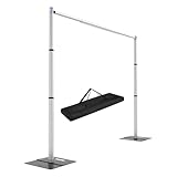 Hecis Pipe and Drape Backdrop Stand Kit, 8ftx10ft Heavy Duty Backdrop Stand, Adjustable Metal Pipe and Drape Stand, Background Stand for Parties Birthday Party Baby Shower Wedding Decorations