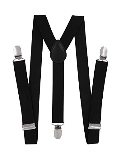 axy Kinder/Jungen Hosenträger-Y Form breit 2,5 cm mit 3 Starken Clips - Uni Farben HTK25-1 (für Jungen (7-12 Jahre alt), Schwarz) Cover