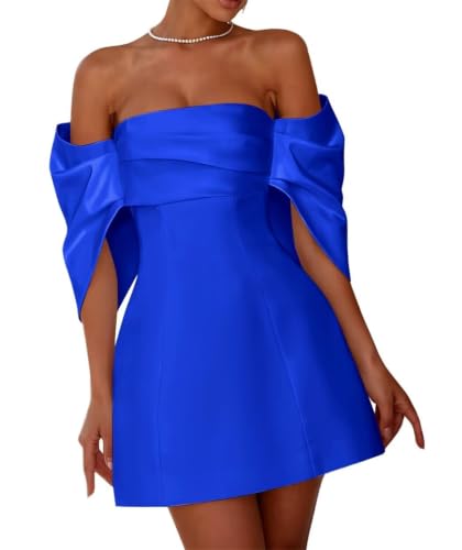 Mini robe de soirée ado pour fête d'anniversaire en satin bleu marine BY232