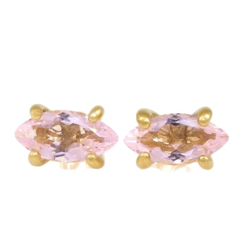 Boucles d'oreilles quartz rose et argent 925 doré style marquise