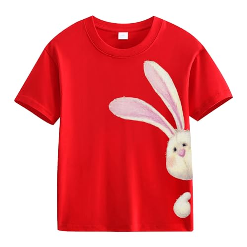 Big Kids Cotton Soft T Shirts Easter Bunny Halt Short Sleeve Shirts for Girls Summer Comfy Sport Basic Pullover Tops