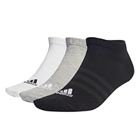 adidas Unisex Thin and Light Sportswear Low-Cut Socks 3 Pairs, Medium Grey Heather / White / Black, 8.5-10