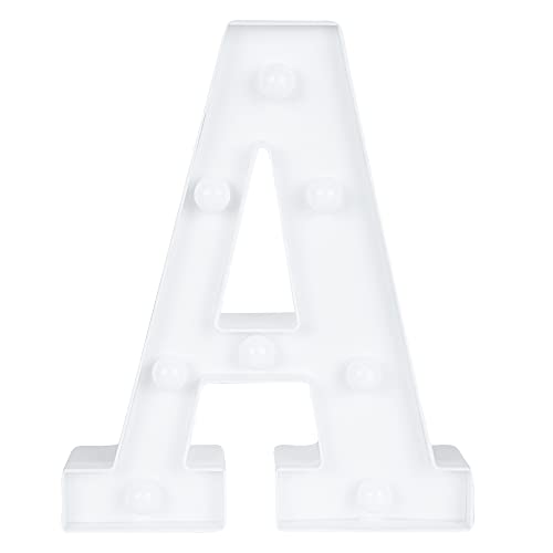Image of Restaurantware Illumify 6.9 x 1.2 x 8.7 Inch Light Up Letter 1 Durable Marquee LED Light - Letter A Touchproof White Plastic Party Light Keyhole Slot For Parties Weddings Or Special Events