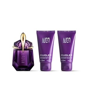 Mugler Alien – Eau de Parfum – Women’s Fragrance Set – Floral & Woody – With Jasmine, Wood, and Amber – Long Lasting Perfume – Perfume, 1 Fl Oz, 1.6 Fl Oz Body Lotion, 1.6 Fl Oz Shower Gel