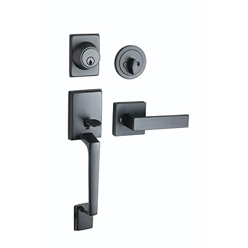 Design House 582593 Karsen - Maneta para puerta con llave, color negro mate