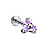 Titanium Labret Monroe Ear Cartilage Threadless Push Pin Nose Stud Trinity 5/16" (8mm) Post 18G