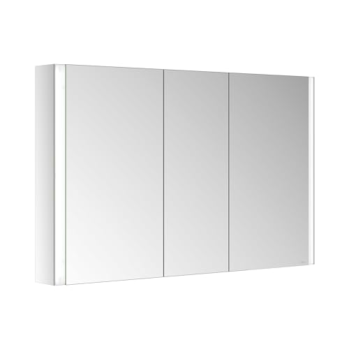 Keuco Spiegelschrank Royal Linde mit 3 Türen, 120 cm, Vorbau, LED, dimmbar, Made in Germany, Aluminium-Korpus, Seiten verspiegelt