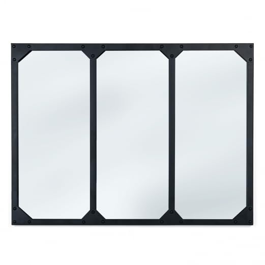 IDMarket – Espejo de cristal con 3 tiras de diseño industrial 80 x 60 cm