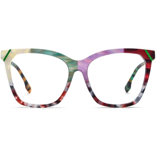 Image of HEPIDEM Multicolor Acetate Glasses Frame Women,Oversize Round Optical Eyeglasses 9345