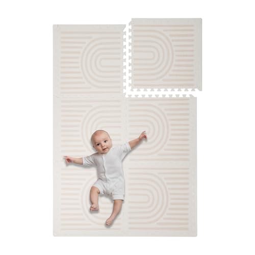 Image of Toddlekind Playmat - Premium Foam Playmat, 4 x 6 feet, 6 Tile Extra Thick Foam Floor Puzzle Mat for Babies/Toddlers Stylish, Non-Toxic, Odorless. Perfect for Tummy Time & Play. 0m+