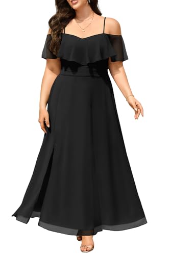 Pinup Fashion Women Plus Size Bridesmaid Dresses - Off The Shoulder Formal Wedding Guest Bridal Shower Long Dress