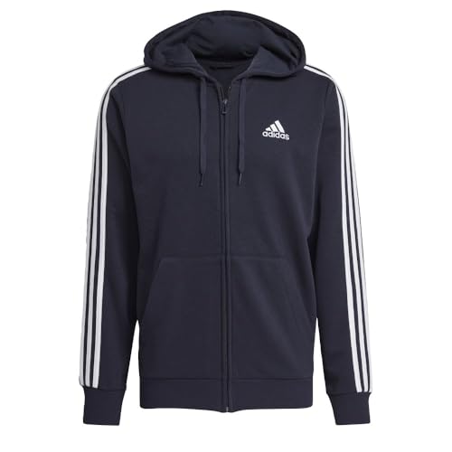 adidas Men's Essentials French Terry 3-Stripes Full-Zip Hoodie - Main Image