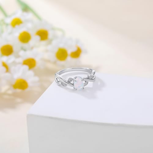 1 Carat Opal Ring 925 Sterling Silver Oval Shape Opal Engagement Ring for Women with Moissanite Promise Ring Valentine's Day Jewelry Gifts for Her2