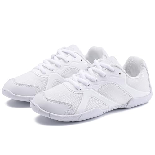 Image of Youth Cheer Shoes Girls White Cheerleading Shoes Dance Athletic Training Breathable Fabric Dancing Lightweight Competition Comfortable Sport Kids Girls Cheer Sneakers