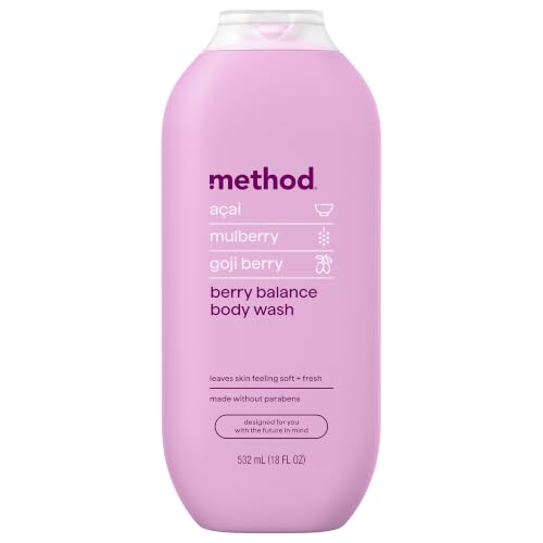 Image of method Body Wash, Berry Balance, 18 fl oz | Soothing Formula, Leaves Skin Feeling Soft & Moisturized, Made Without Parabens, Notes of Acai, Mulberry & Goji Berry