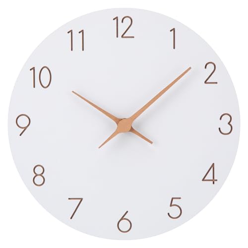 Warminn Orologio da parete in legno MDF senza ticchettio, silenzioso, moderno, 30 cm, al quarzo, grande batteria, facile da leggere, per camere, casa, cucina, camera da letto, ufficio, scuola