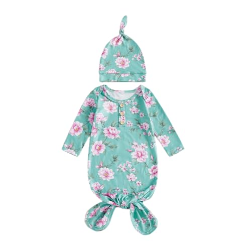 Image of Infant Newborn Baby Girls Floral Sleep Gown Headband Sleepwear Romper Sleeping Bags Outfits
