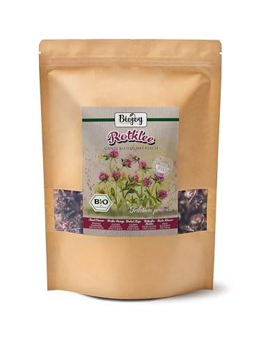 Biojoy Té de Trébol Rojo Orgánico (100 g), Flores enteras con Cáliz (Trifolium pratense)