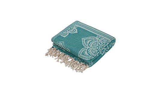 Infusezen 100% Cotton Peshtemal, Reversible Turkish Towel For The Bath, Beach Or Pool, Thin Fouta Towel For Travel, Gym, Yoga, Spa, 68 Inches X 37 Inches (Sea Green) #TOP1