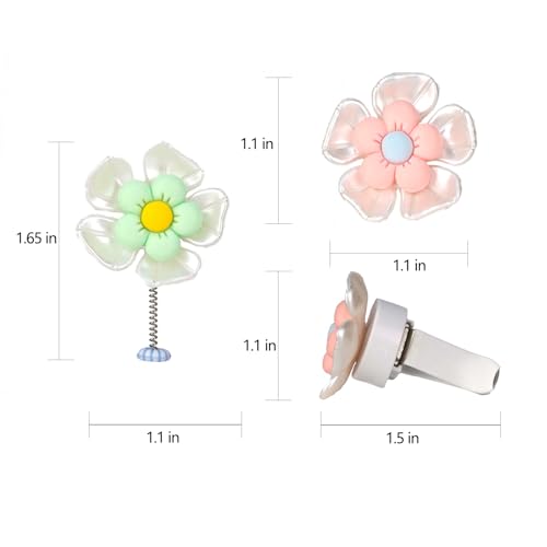 Image of Car Swinging Ornament Cute Flower Car Air Vent Clips Set,Car Accessories Essentials For Women For Cute Girl Car Interior Ornaments Car Decoration Decorative Accessories Car Gifts （8pcs）