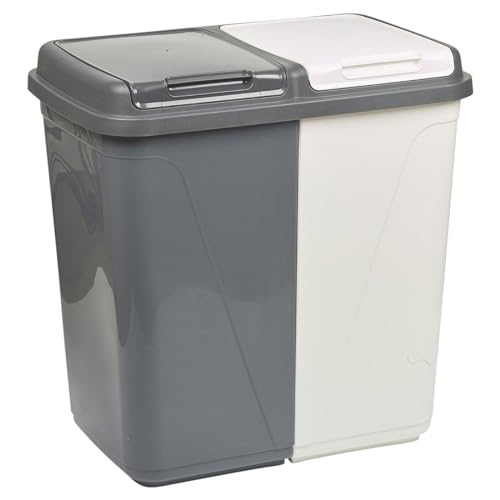 URBNLIVING 90L Duo Bin Trash Can, Grey and White