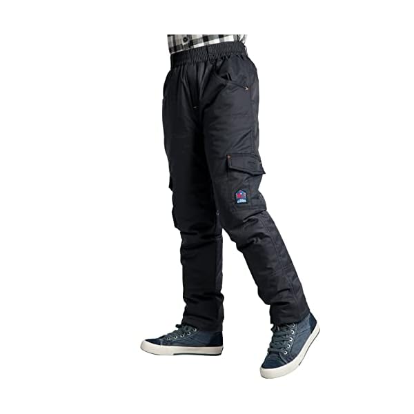 MEILONGER Boys Snow Pants Winter Lightweight Warm Rain Cargo Pants with Pockets,Waterproof and Windproof(34385Dark Grey,14-16)