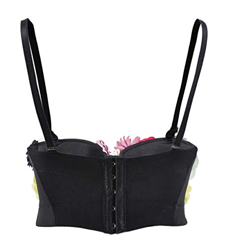 BSLINGERIE Madonna Style Metallic Studs Bustier Bra Corset Top (S, Floral) - Thumbnail 2