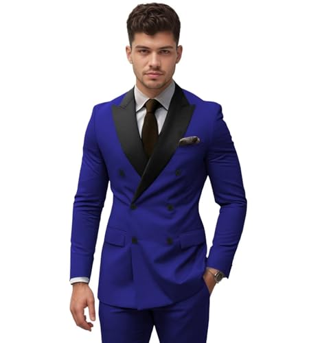 Suits for Men Slim Fit, Mens Double Breasted Suit 2 Piece Formal Tuxedo for Men Wedding Business Party Prom