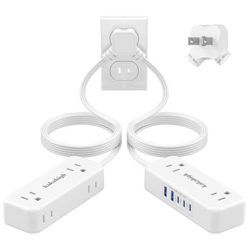 2-Prong 10FT Extension Cord with USB & Outlets, White