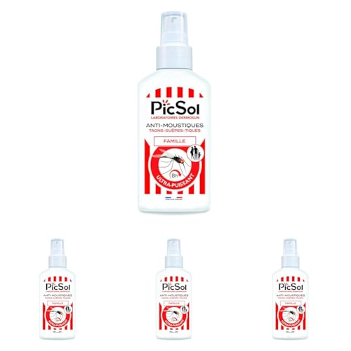 PicSol - Spray antimosquitos taons avispas tícos familiares. (Paquete de 4)