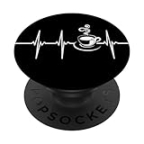 Coffee Lover Cup of Coffee Heartbeat EKG PopSockets Adhesive PopGrip