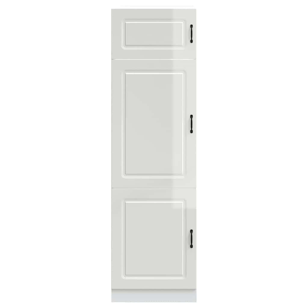 Kalmar Armoire de cuisine multifonction en bois blanc brillant pour salle à manger, salon, cuisine, salle de bain