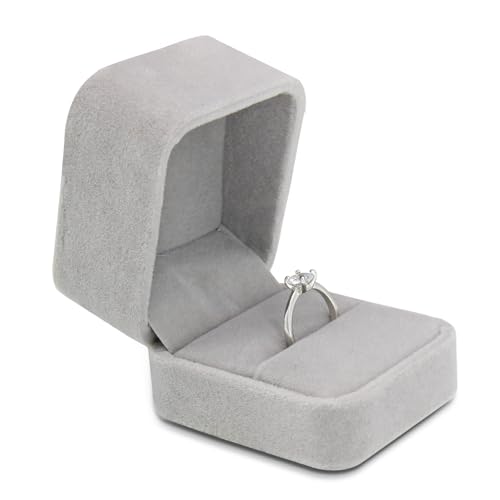 Bototack Velvet Ring Box - Engagement & Wedding Gift Box for Proposal, Anniversary & Valentine's Day (Grey)