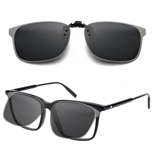 ZukqrymluvIQ Polarisierte clip on sonnenbrille aufsatz， Blendfreie UV400-Brille für Autofahrten, Reisen und Sport im Freien (eisenhaltig)