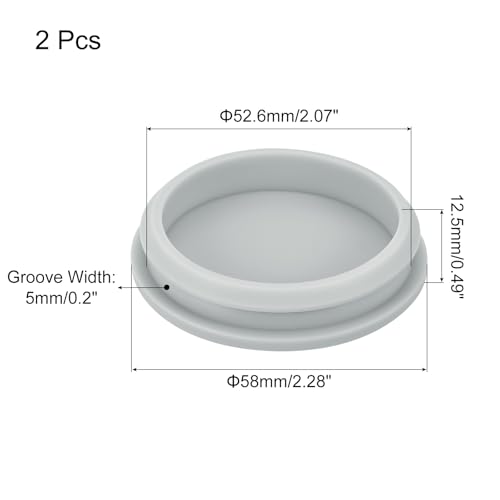 Image of MECCANIXITY 2pcs Silicone Snap in Locking Hole Plugs,52.6mm /2.1 Inch Mounting Diameter Narrow Groove Width 5mm Panel Seal Cover Round for Kitchen Bulkheads Waterproof Sealing Plugs Grey