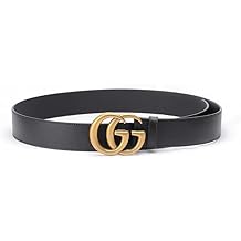 Gucci Marmont Black Leather Belt with GG Antique Brass Buckle