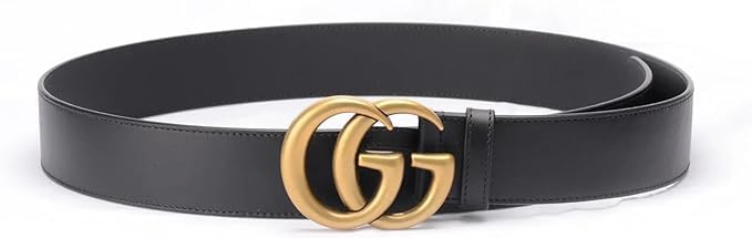 Gucci Marmont Black Leather Belt with GG Antique Brass Buckle