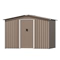 ASJMR 8FT x 6FT Outdoor Storage shed, Waterproof Lockable Door Metal Tool shed with Sliding Door and Ventilation, Gardening Tool Storage Room, Metal Storage shed for Gardens and lawns