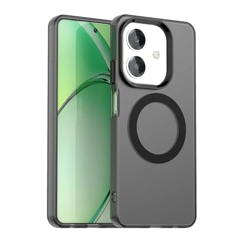 SEAHAI Cover per OPPO A40 4G / OPPO A40M / OPPO A60 5G con Magnetico Adsorbimento Funzione, Ultra-sottile Glassato Traslucido Dura PC Custodia Silicone TPU Bumper Antiurto Case, Nero