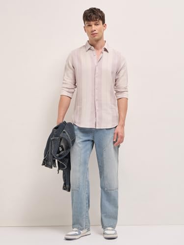 Image of THE BEAR HOUSE Men's Blue Slim Fit Cotton Checkered Shirt