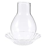 SEWACC Glaskerzenhalter Windfest Transparent mit Strukturierter Basis Moderner Kerzenständer Überzug für Zuhause Wohnzimmer Flur Schlafzimmer