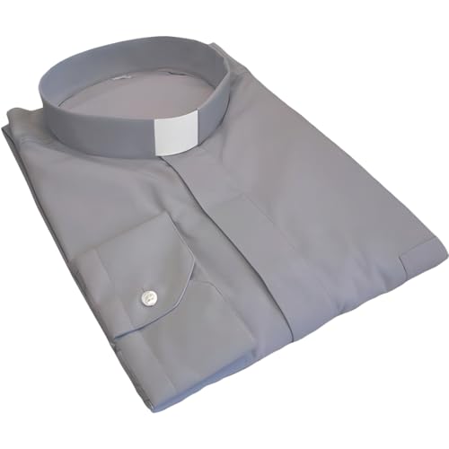 Chemise gris clair col officier idéale pour vos sorties décontractées