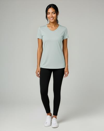 Image of Real Essentials 5 Pack: Women's Dry-Fit Short Sleeve V Neck T Shirt Workout Fitness Yoga Top Tee (Available in Plus Size)