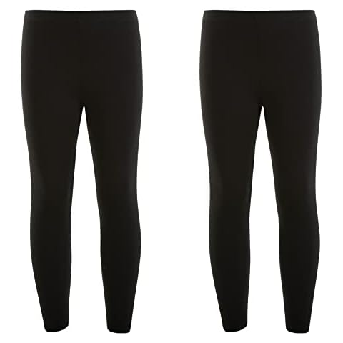 click2style Pack of 2 Cotton Rich Girls Black Leggings Stretchable Soft & Comfortable (as8, Age, 13_Years, 14_Years, Regular, 13-14 Years) Cover