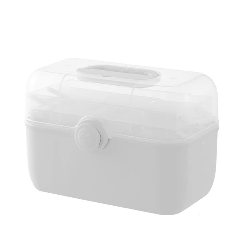 Boîte de premiers soins transparente L blanc grand format pour médicaments