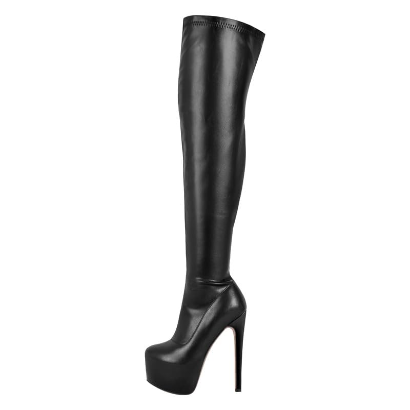 blingqueen Stivali elasticizzati da donna sopra il ginocchio, con plateau