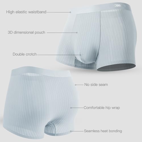 Men's Ice Silk Boxer Briefs – Lightweight, Breathable, Seamless, Mid-Rise, Stretch Underwear E30834