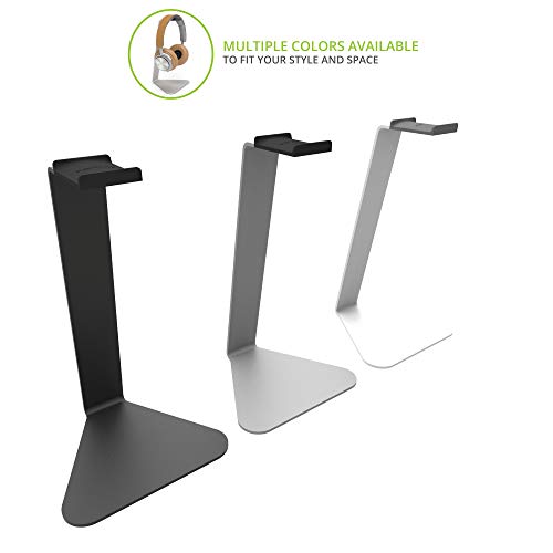 Image of Kanto H1 Universal Headphone Stand - Silver - Solid Steel Construction - Curved Silicone Resting Surface